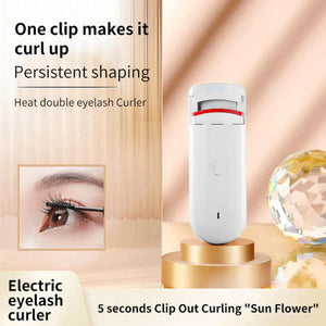 White Electric Heated Eyelash Curler Portable Rechargeable Lash Long Lasting Curling Tool