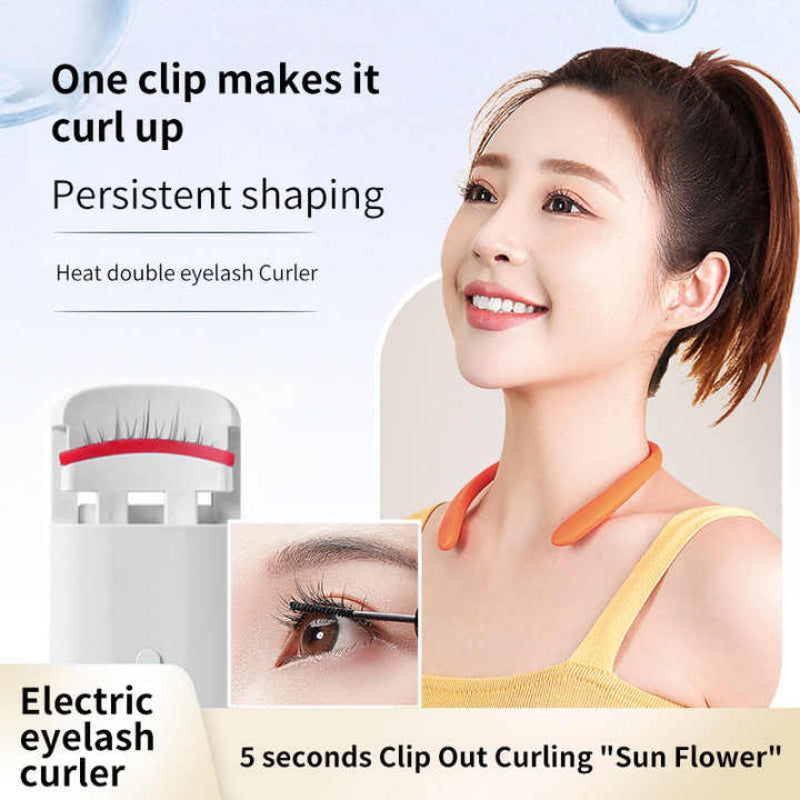 White Electric Heated Eyelash Curler Portable Rechargeable Lash Long Lasting Curling Tool