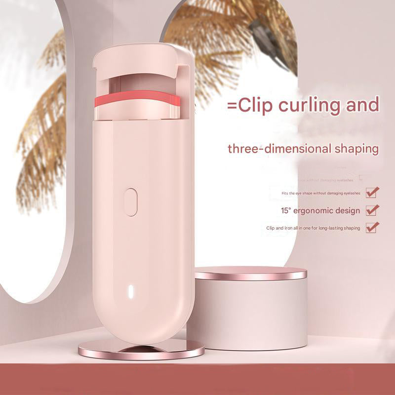 Pink Electric Heated Eyelash Curler Portable Rechargeable Lash Long Lasting Curling Tool