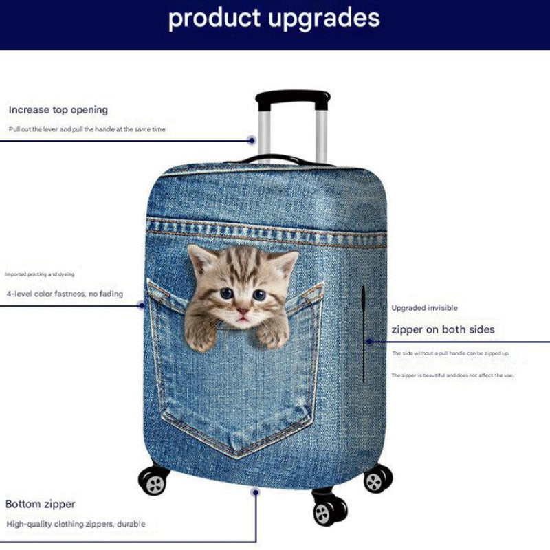 L 25 28 Inch Elastic Luggage Cover With Zipper Travel Suitcase Protector Scratch Resistant