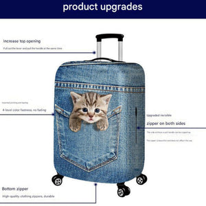 L 25 28 Inch Elastic Luggage Cover With Zipper Travel Suitcase Protector Scratch Resistant