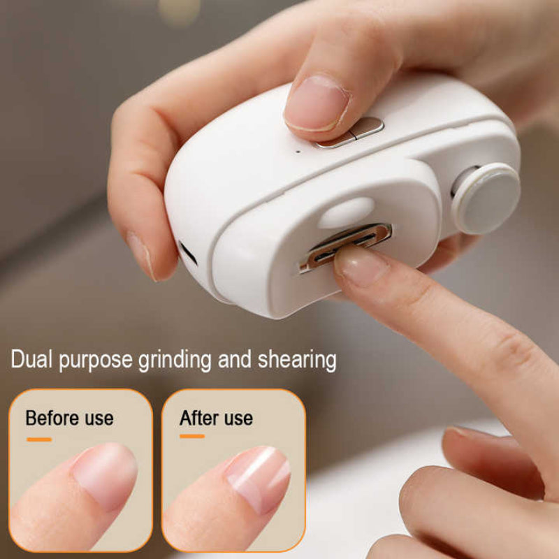 White Automatic Electric Nail Clipper & Grinder Multi Functional Safe Trimmer For Adults Kids