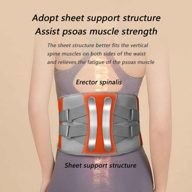 Grey And Orange Wireless Heated Waist Massager With Lumbar Support Smart Back Pain Relief Device