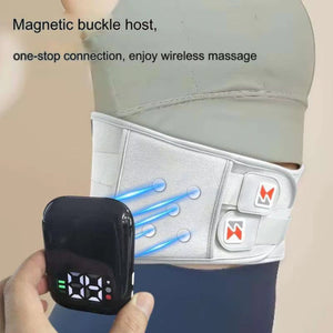 Grey And Orange Wireless Heated Waist Massager With Lumbar Support Smart Back Pain Relief Device