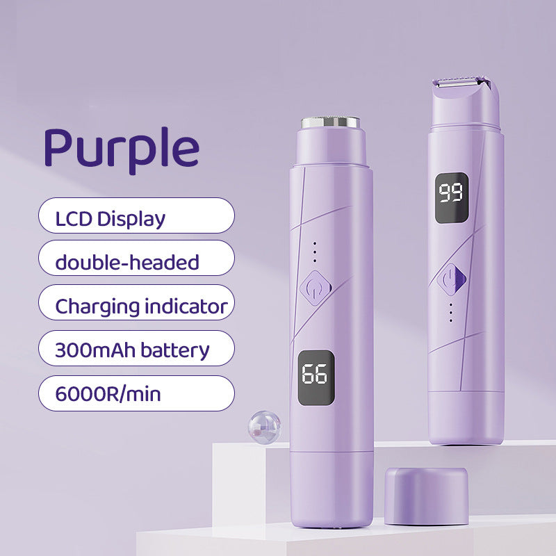 Purple Portable Wireless Electric Hair Remover A Dual Head Rechargeable Mini Shaver For Womenas Sensitive Areas