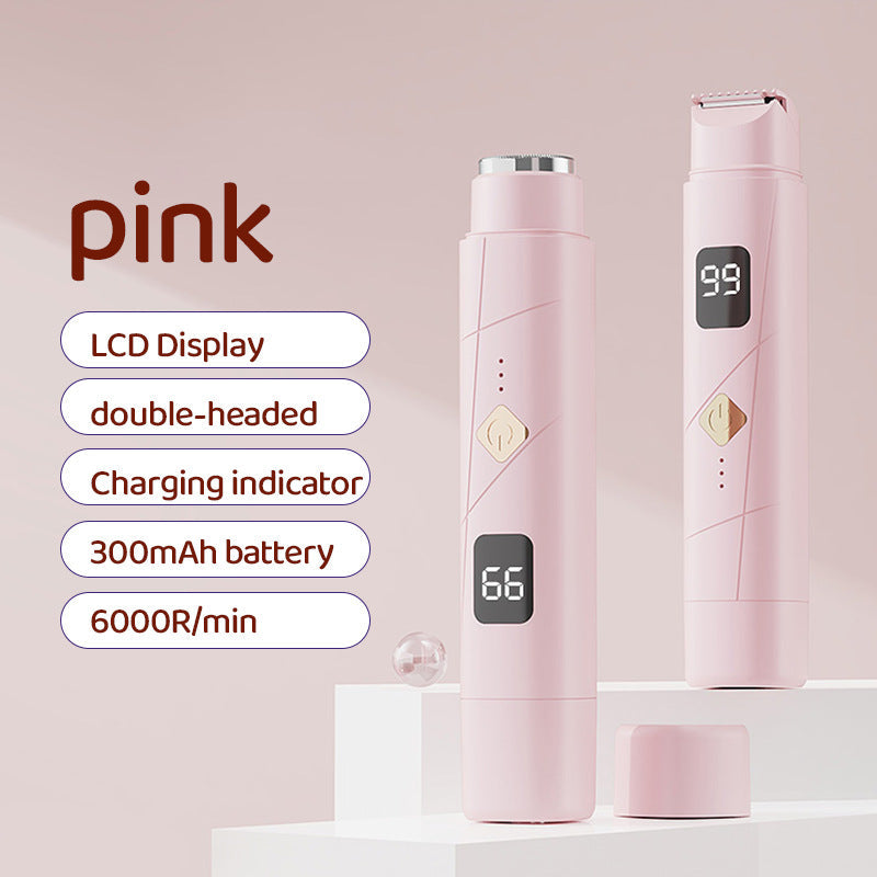 Pink Portable Wireless Electric Hair Remover Dual Head Rechargeable Mini Shaver For Women's Sensitive Areas