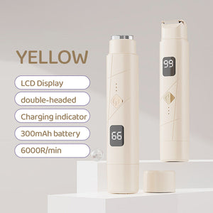 Light Yellow Portable Wireless Electric Hair Remover Dual Head Rechargeable Mini Shaver For Women's Sensitive Areas