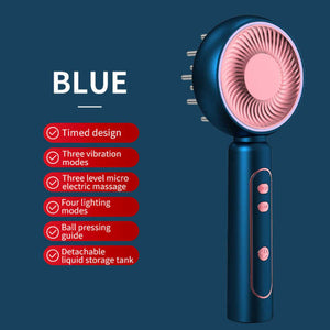 Blue Intelligent Scalp Massager Brush With Red Light Therapy Hair Care Volumizing And Essence Applicator