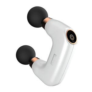 White Dual Head Mini Massage Gun Portable Professional Muscle Relaxation Device With 5 Speed Adjustment For Deep Tissue