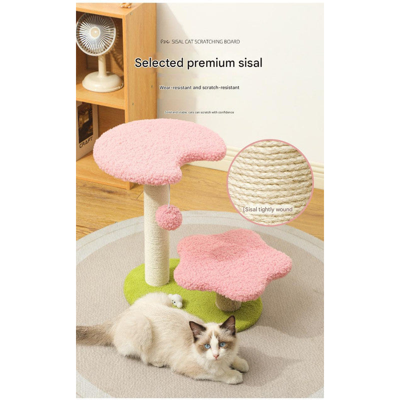 Pink Compact Cat Climbing Frame With Dual Level Sisal Posts And Playful Design Perfect For Scratching Jumping