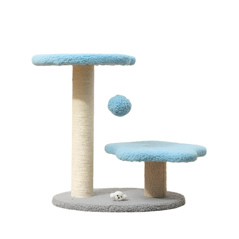 Blue Compact Cat Climbing Frame With Dual Level Sisal Posts And Playful Design Perfect For Scratching Jumping