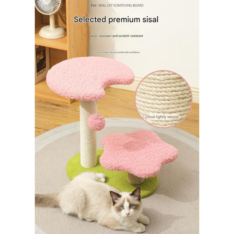 Blue Compact Cat Climbing Frame With Dual Level Sisal Posts And Playful Design Perfect For Scratching Jumping