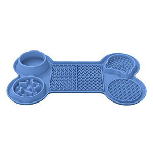 Blue Silicone Pet Licking Mat Slow Feeder Pad With Strong Suction And Foldable Design Heat Resistant 40Ac To 240Ac For D