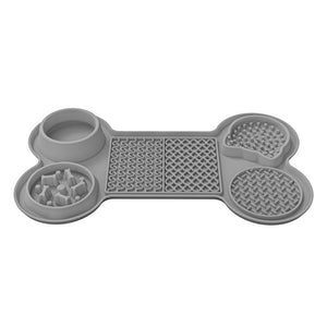 Grey Silicone Pet Licking Mat Slow Feeder Pad With Strong Suction And Foldable Design Heat Resistant 40Ac To 240Ac For D