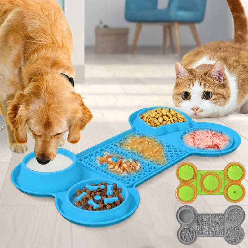 Light Blue Silicone Pet Licking Mat Slow Feeder Pad With Strong Suction And Foldable Design Heat Resistant 40Ac To 240Ac