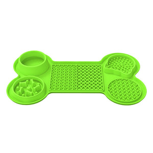 Green Silicone Pet Licking Mat Slow Feeder Pad With Strong Suction And Foldable Design Heat Resistant 40Ac To 240Ac For