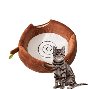 M Convertible Tree Stump Cat Bed Foldable Dual Use Four Season Pet Nest With Double Doors