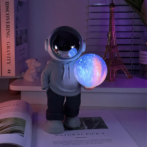 Holding The Dreamy Starry Sky (Grey Top + Navy Blue Pants) Creative Astronaut Bluetooth Speaker With 3D Lighting Portabl