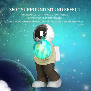 Holding The Dreamy Starry Sky (Grey Top + Navy Blue Pants) Creative Astronaut Bluetooth Speaker With 3D Lighting Portabl