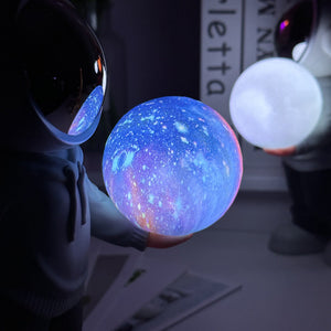 Holding A Dreamy Starry Sky (Beige Top + Brown Pants) Creative Astronaut Bluetooth Speaker With 3D Lighting Portable Wir