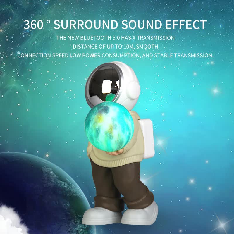 Holding A Dreamy Starry Sky (Beige Top + Brown Pants) Creative Astronaut Bluetooth Speaker With 3D Lighting Portable Wir