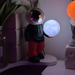 Holding The Romantic Moon (Black Top + Red Pants) Creative Astronaut Bluetooth Speaker With 3D Starry Sky Lighting Porta