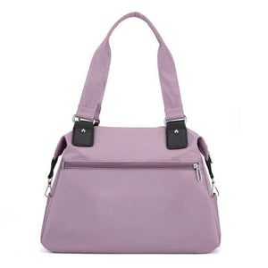 Purple Stylish Nylon Large Capacity Tote Bag For Work And Commute | Multi Pocket Shoulder Fashionable Canvas