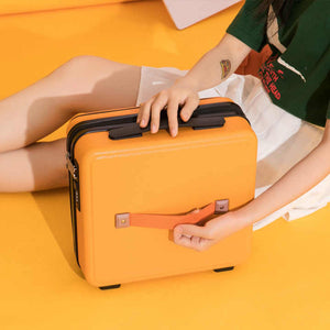 Orange Mini 16 Inch Password Protected Abs Storage And Carry On Luggage Box | Front Opening Cosmetic Organizer Lightweig