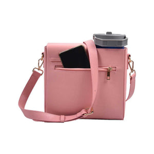 Pink Portable Beverage Bottle Cup Holder Bag | Trendy Crossbody Design For Daily Commuteino Water Cupi