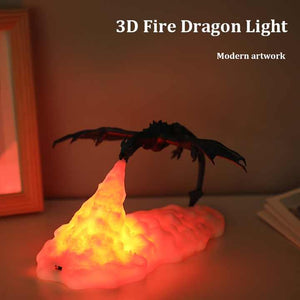 Red Fire Dragon 3D Printed Led Flame Night Light Unique Decorative Lamp For Desk Bedroom Gift Ideas