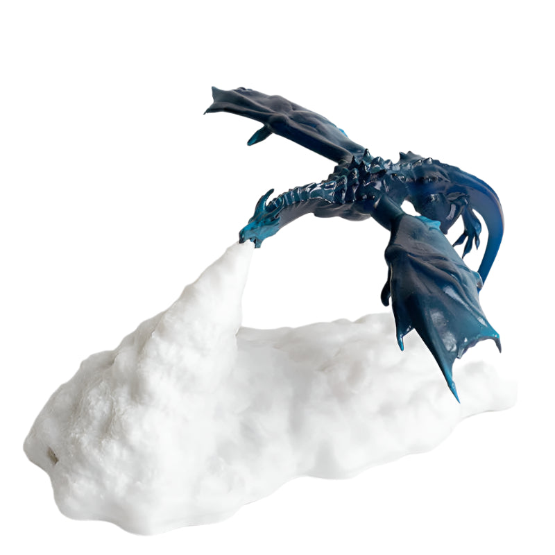 Blue Ice Dragon 3D Printed Led Flame Night Light Unique Decorative Lamp For Desk Bedroom & Gift Ideas