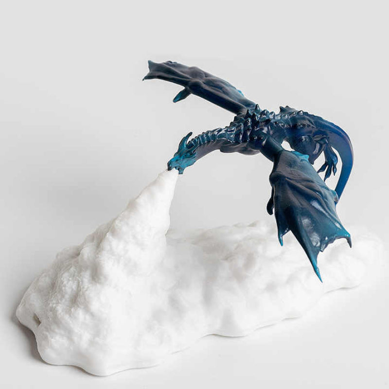 Blue Ice Dragon 3D Printed Led Flame Night Light Unique Decorative Lamp For Desk Bedroom & Gift Ideas