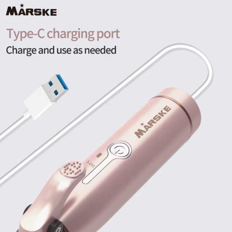 Portable Cordless Hair Curler And Straightener | Wireless Rechargeable Curling Iron 2 Adjustable Temperature Settings Co