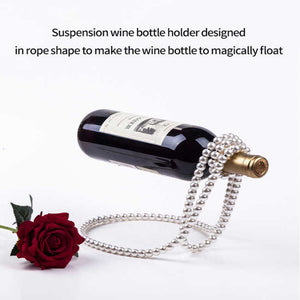 White Modern Floating Pearl Wine Bottle Holder Elegant Home Decor Unique Kitchen Accessory For Dining Bar And Living Roo