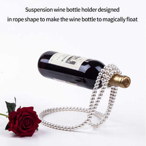 Black Modern Floating Pearl Wine Bottle Holder Elegant Home Decor Unique Kitchen Accessory For Dining Bar And Living Roo