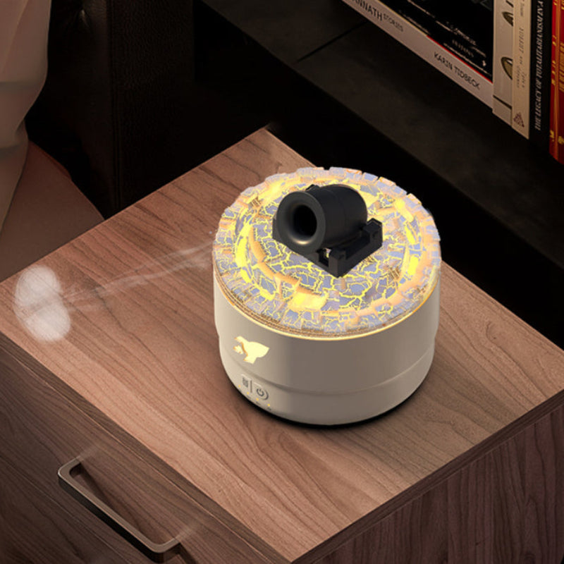 White Creative Cannon Shaped Aromatherapy Diffuser With Colorful Led Lights 280Ml Ultrasonic Humidifier Dual Mist Modes