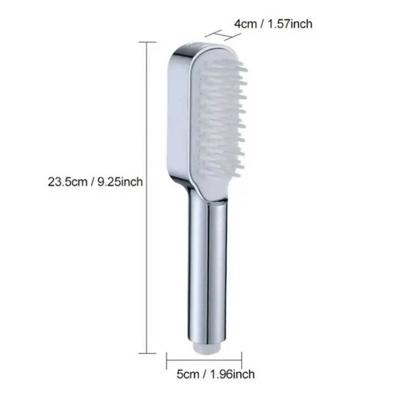 Silver Handheld Shower Head With Silicone Brush And Massage Function High Pressure Water Spray