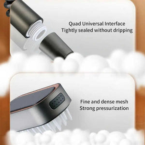 Silver Handheld Shower Head With Silicone Brush And Massage Function High Pressure Water Spray