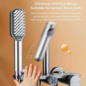 Silver Handheld Shower Head With Silicone Brush And Massage Function High Pressure Water Spray