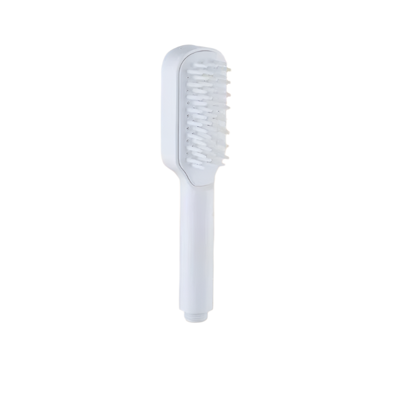 White Handheld Shower Head With Silicone Brush And Massage Function High Pressure Water Spray