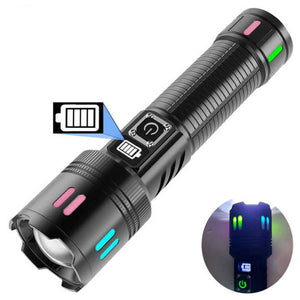 Carton Box Rechargeable High Power Emergency Flashlight Super Bright Portable Outdoor Patrol Torch With Digital Display