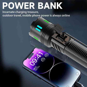 Carton Box Rechargeable High Power Emergency Flashlight Super Bright Portable Outdoor Patrol Torch With Digital Display