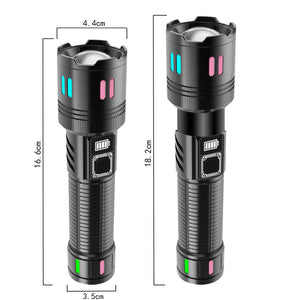 Carton Box Rechargeable High Power Emergency Flashlight Super Bright Portable Outdoor Patrol Torch With Digital Display