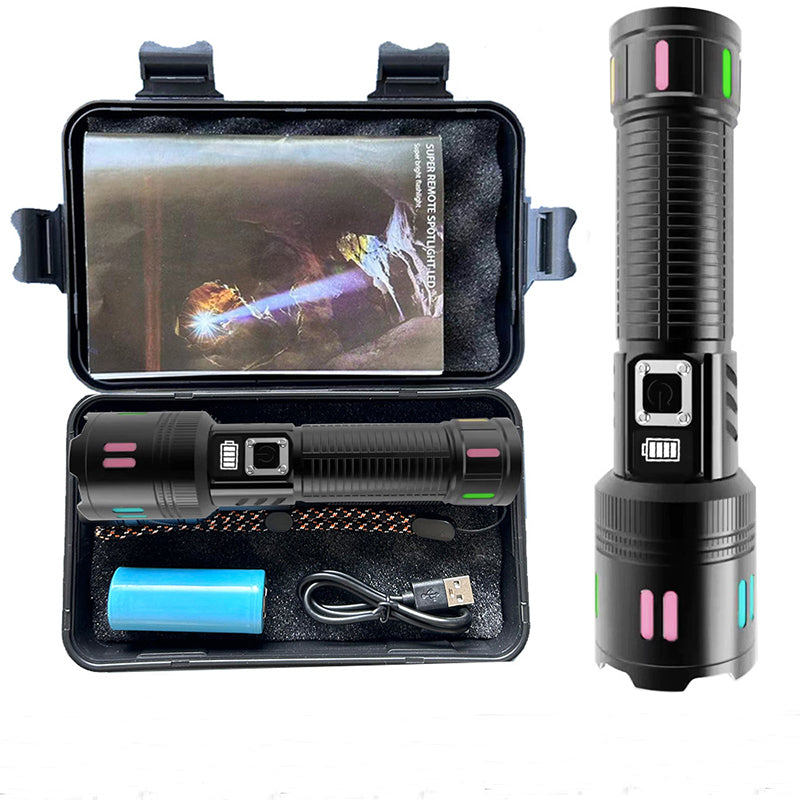 Gift Box Rechargeable High Power Emergency Flashlight Super Bright Portable Outdoor Patrol Torch With Digital Display