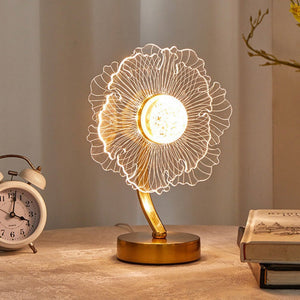 Sunflower Shape Luxury Acrylic Table Lamp Modern Usb Powered Night Light | Decorative Atmosphere For Bedroom Living Room