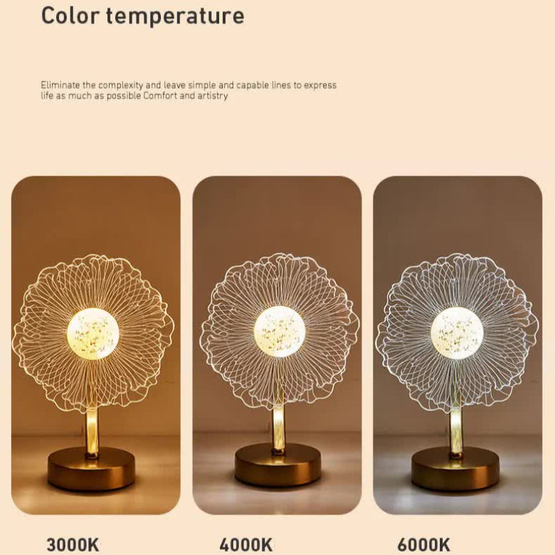 Sunflower Shape Luxury Acrylic Table Lamp Modern Usb Powered Night Light | Decorative Atmosphere For Bedroom Living Room