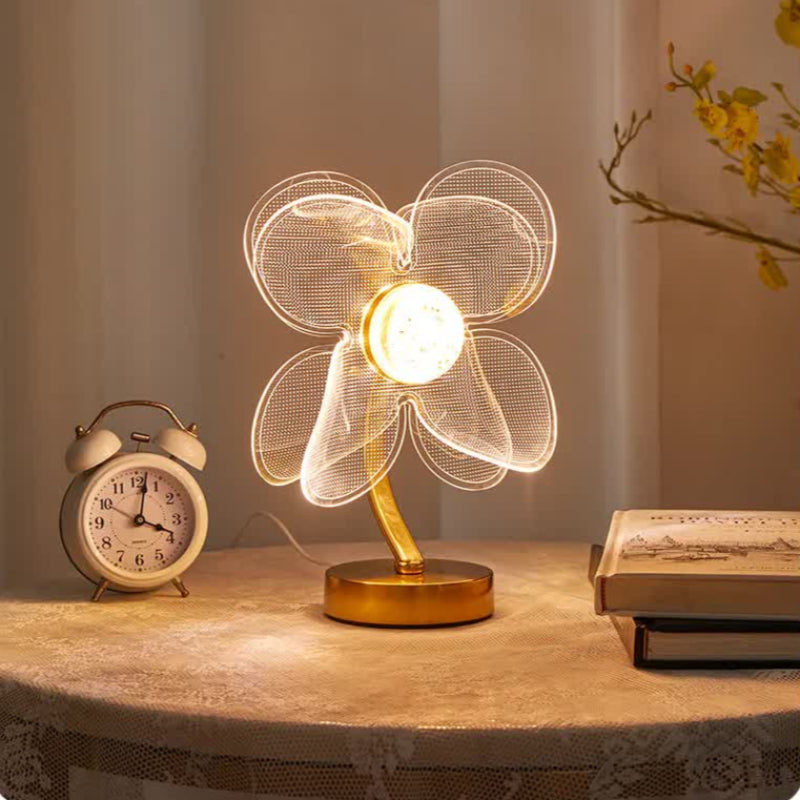 Four Leaf Clover Shape Luxury Acrylic Table Lamp Modern Usb Powered Night Light | Decorative Atmosphere For Bedroom Livi