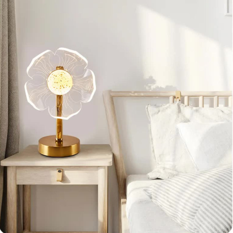 Petal Shape Luxury Acrylic Table Lamp Modern Usb Powered Night Light | Decorative Atmosphere For Bedroom Living Room And