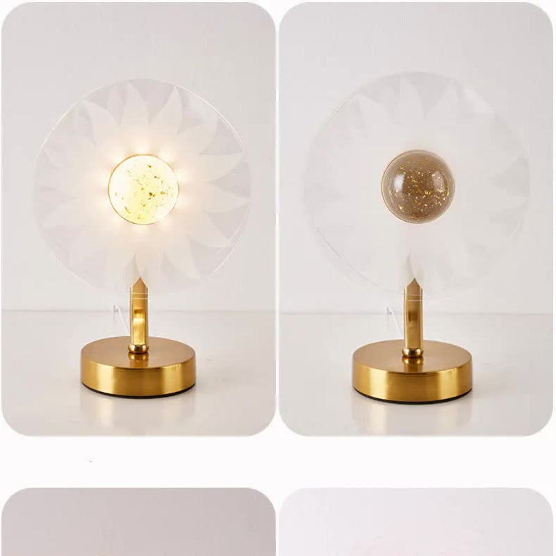 Sunflower Shape Luxury Acrylic Table Lamp Modern Usb Powered Night Light | Decorative Atmosphere For Bedroom Living Room