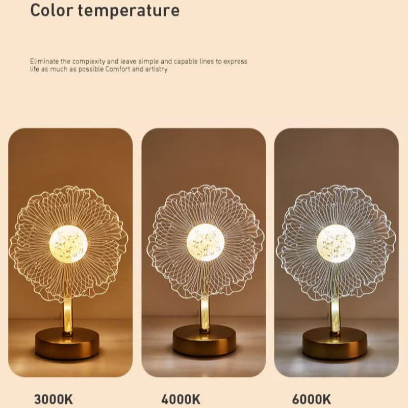 Flower Shape Luxury Acrylic Table Lamp Modern Usb Powered Night Light | Decorative Atmosphere For Bedroom Living Room An